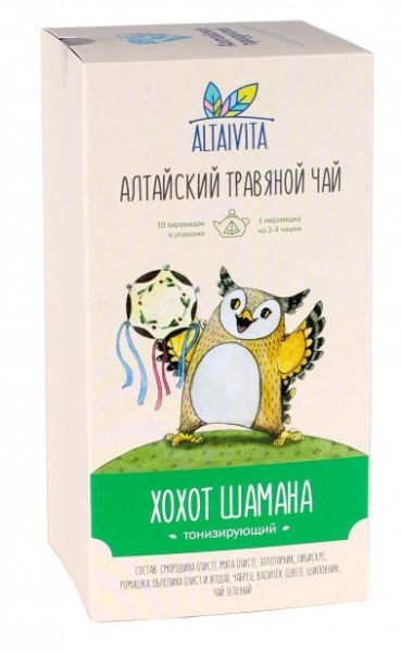 Изображение товара Чай травяной Алтайвита Хохот Шамана в пирамидках 10шт Чай травяной Алтайвита Хохот Шамана в пирамидках 10шт фотография