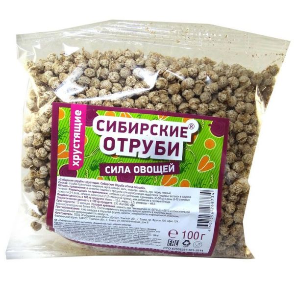 Изображение товара Отруби пшеничные Сибирские сила хрустящие овощные 100гр Отруби пшеничные Сибирские сила хрустящие овощные 100гр фотография
