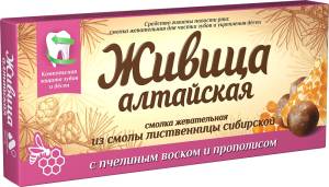 Смолка жевательная Живица Алтайская с пчелиным воском и прополисом Алтайский Нектар 4шт